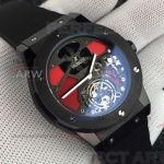 Perfect Replica Hublot Classic Fusion Black Bezel Hollow Tourbillon Dial 45mm Watch